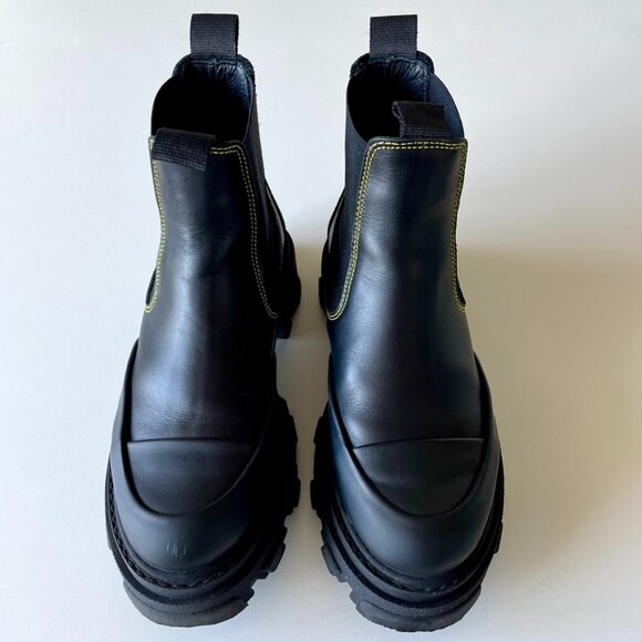 Ganni - Chelsea Boot - Black w/Yellow stitching - Picture 3 of 7